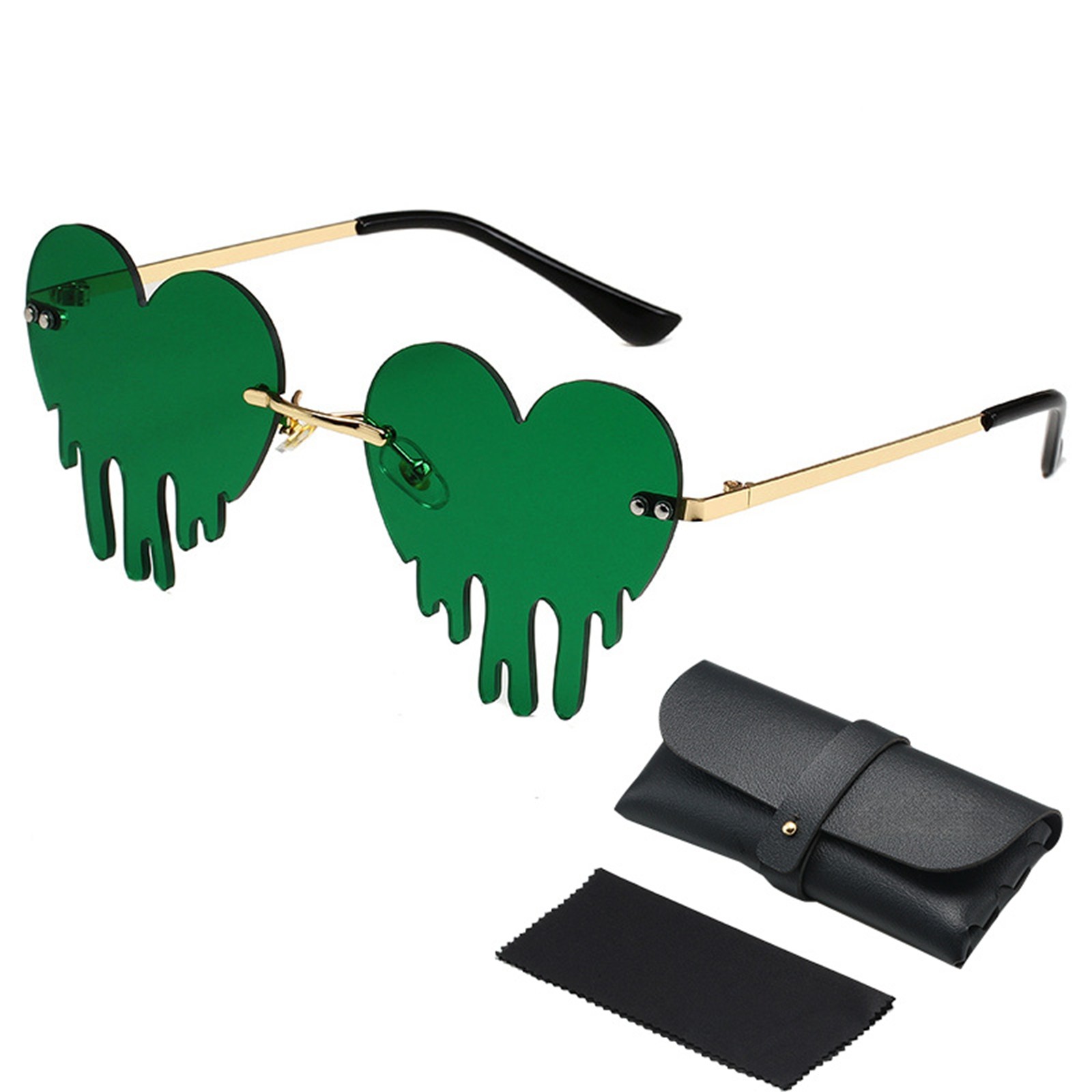 thumbnail image 2 of Día de San Patricio irlandés conchas Gafas de sol verdes Cuatro hojas Cl, 2 of 2